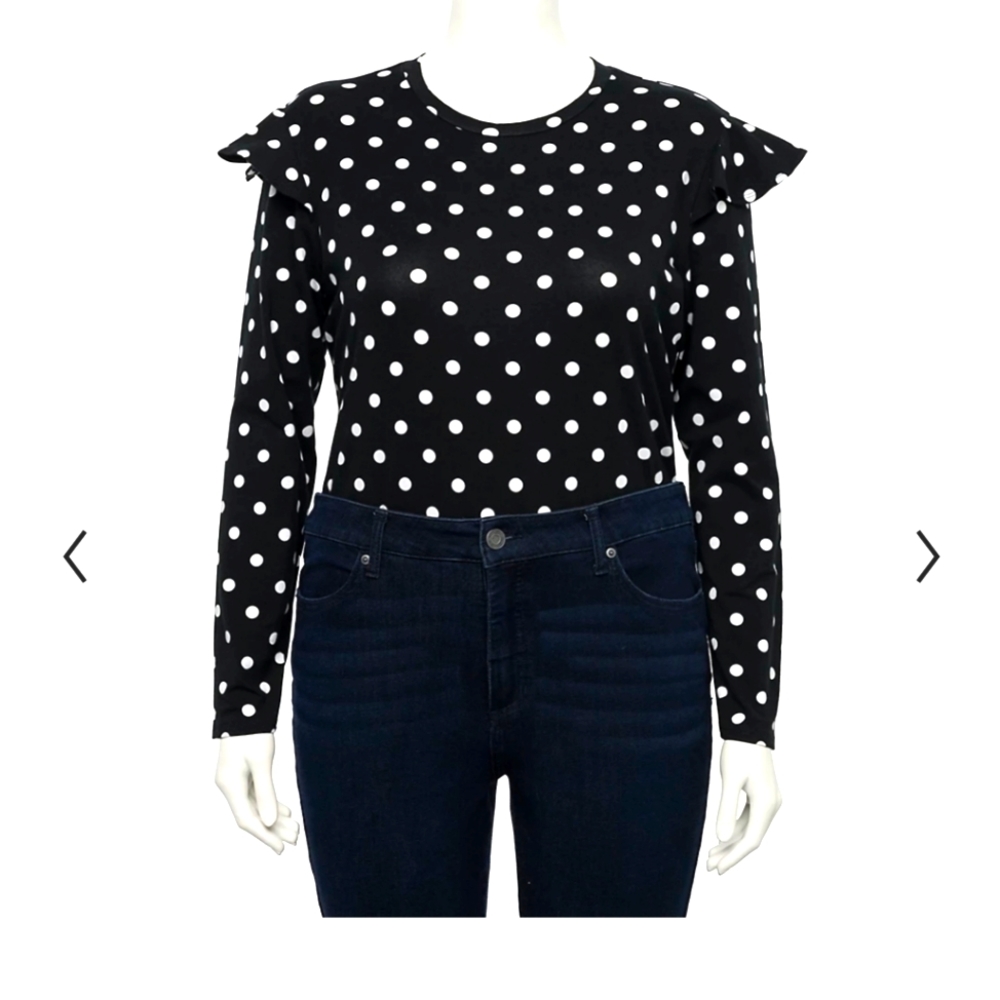 Lily Rose Ruffle Sleeve Black and White Dot 2x